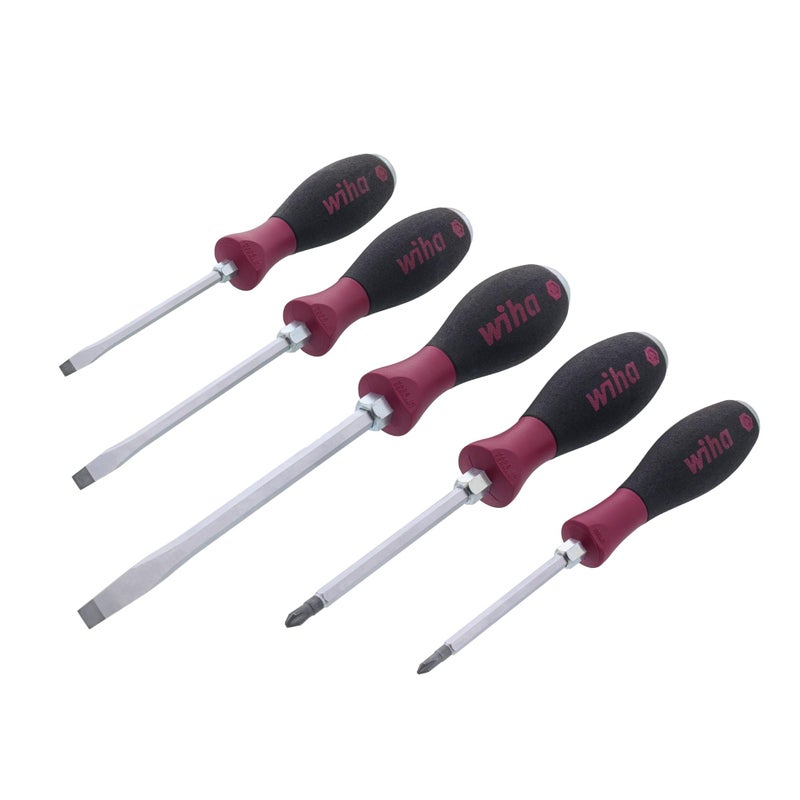 Wiha 53390 Screwdrivers, Slotted and Phillips, Extra Heavy Duty, Non-Slip Grip, 5 Piece , Black , full size - Image 1